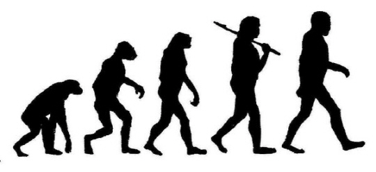 ▲100만년에 걸친 인류의 진화과정을 그린 그림. 호모 사피엔스 사피엔스는 인간 최고의 관념적 창조물인 신(神)을 만들어냈고 비로소 인간이 되었다.