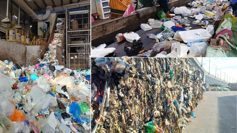 마을에서 수거한 재활용쓰레기 선별과정