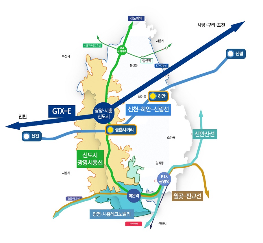 ‘신천~신림선’ 예상도 및 광역철도망 계획